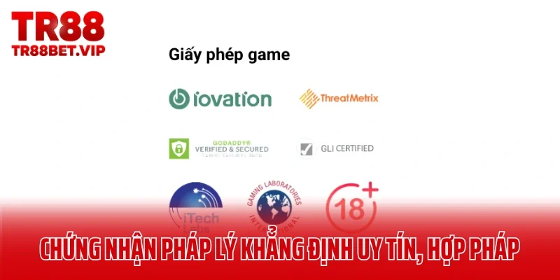 Các chứng nhận pháp lý khẳng định trang game uy tín, hợp pháp